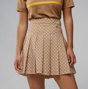 J.Lindeberg Naomi Pleated Golf Skirt Tigers Eye Brown Monogram Logo Mini Skirt L